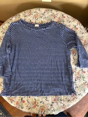 Striped Blue and White 3/4 Sleeve Women’s Top